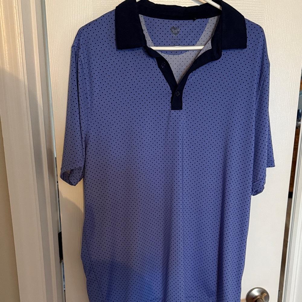 Elegant Navy Polka Dot Polo Shirt